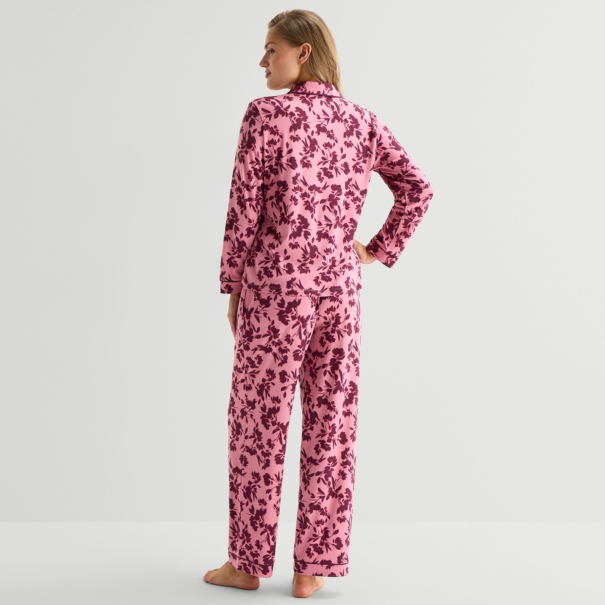 Ambrielle Womens V-Neck Long Sleeve 2-pc. Pajama Set