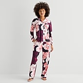 Ambrielle Womens V-Neck Long Sleeve 2-pc. Pajama Set