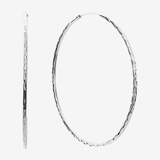 Womens Sterling Silver 60mm Hoop Earrings