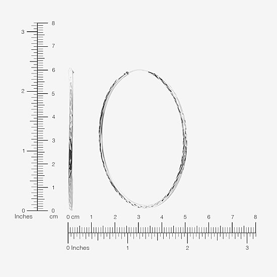 Womens Sterling Silver 60mm Hoop Earrings