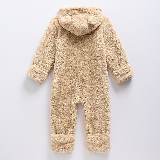 Okie Dokie Sherpa Baby Boys Hooded Long Sleeve Jumpsuit