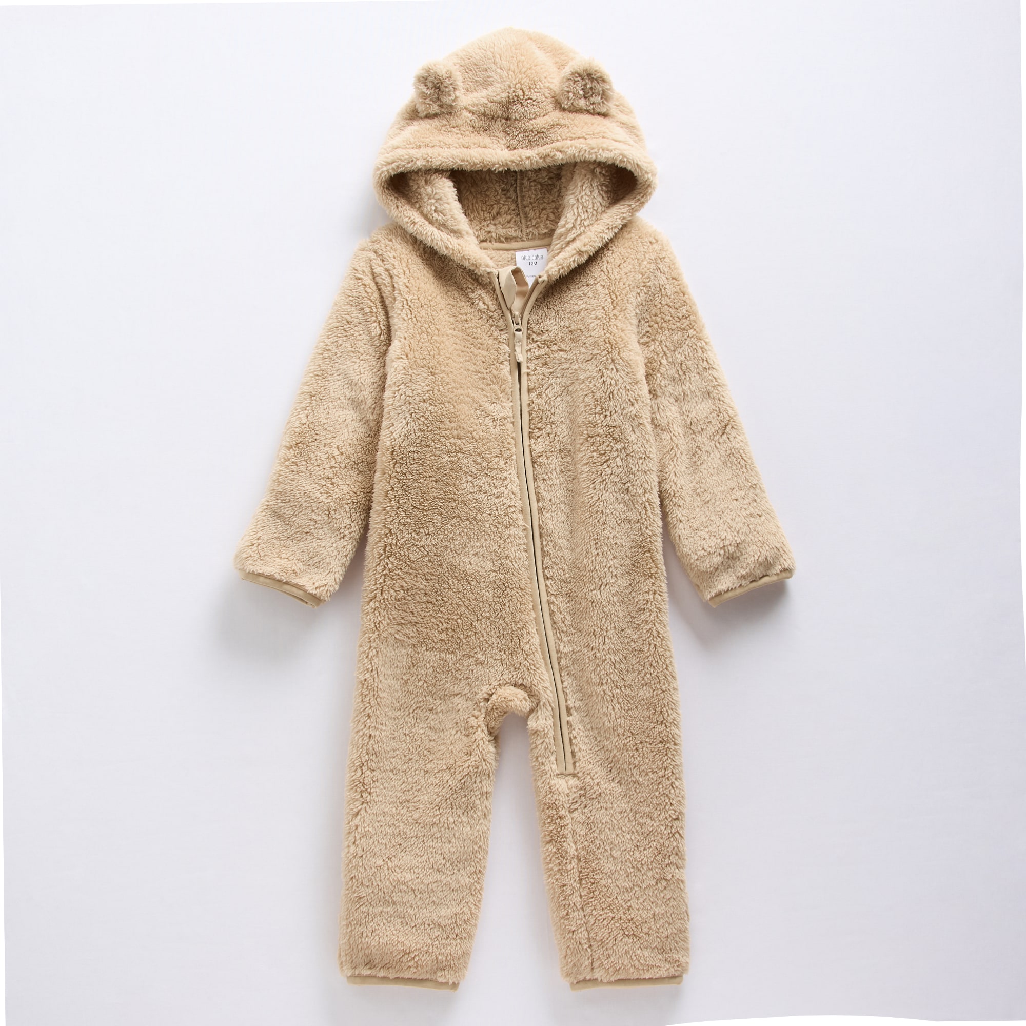Okie Dokie Baby Boys Hooded Long Sleeve Fleece Jumpsuit