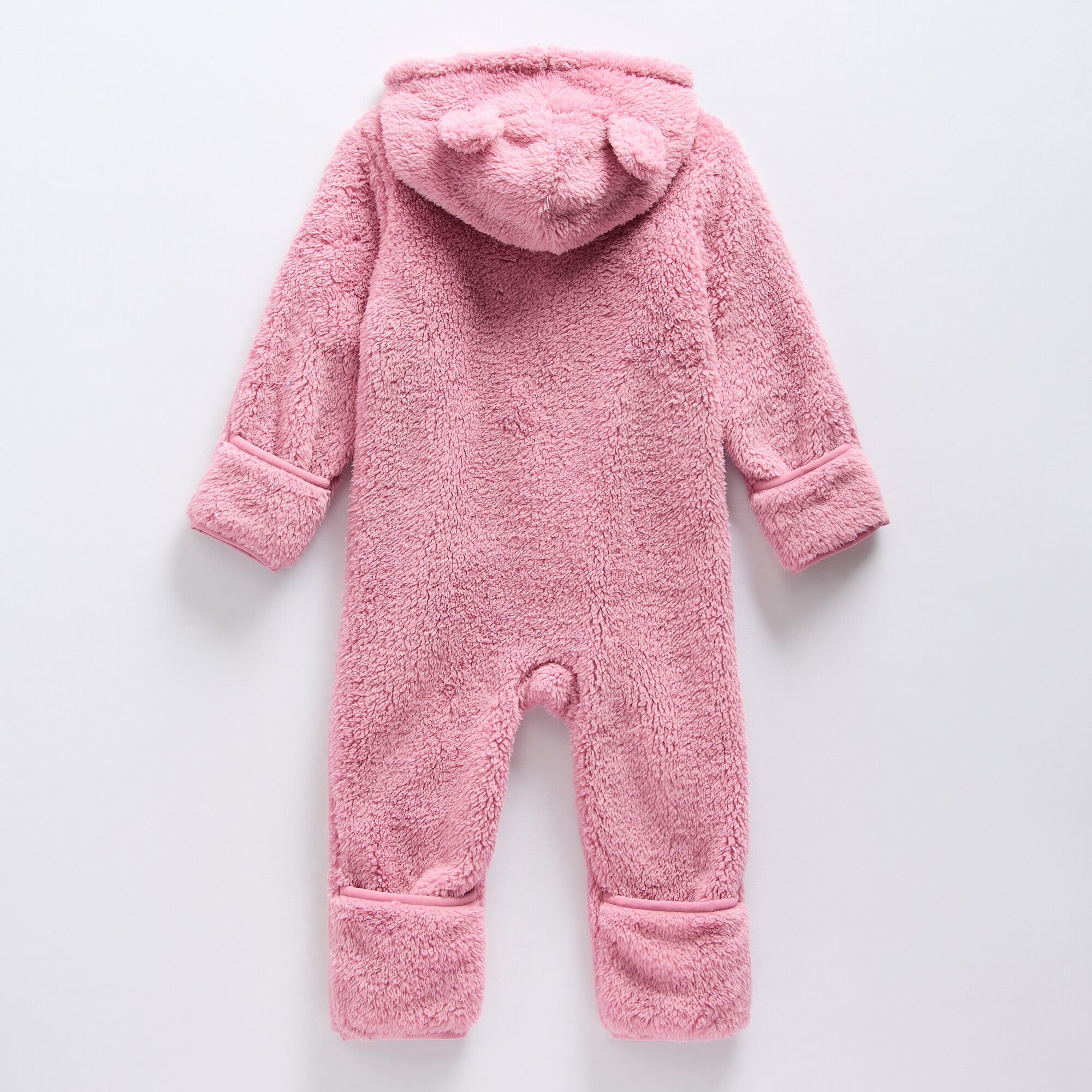 Okie Dokie Baby Girls Hooded Long Sleeve Fleece Jumpsuit