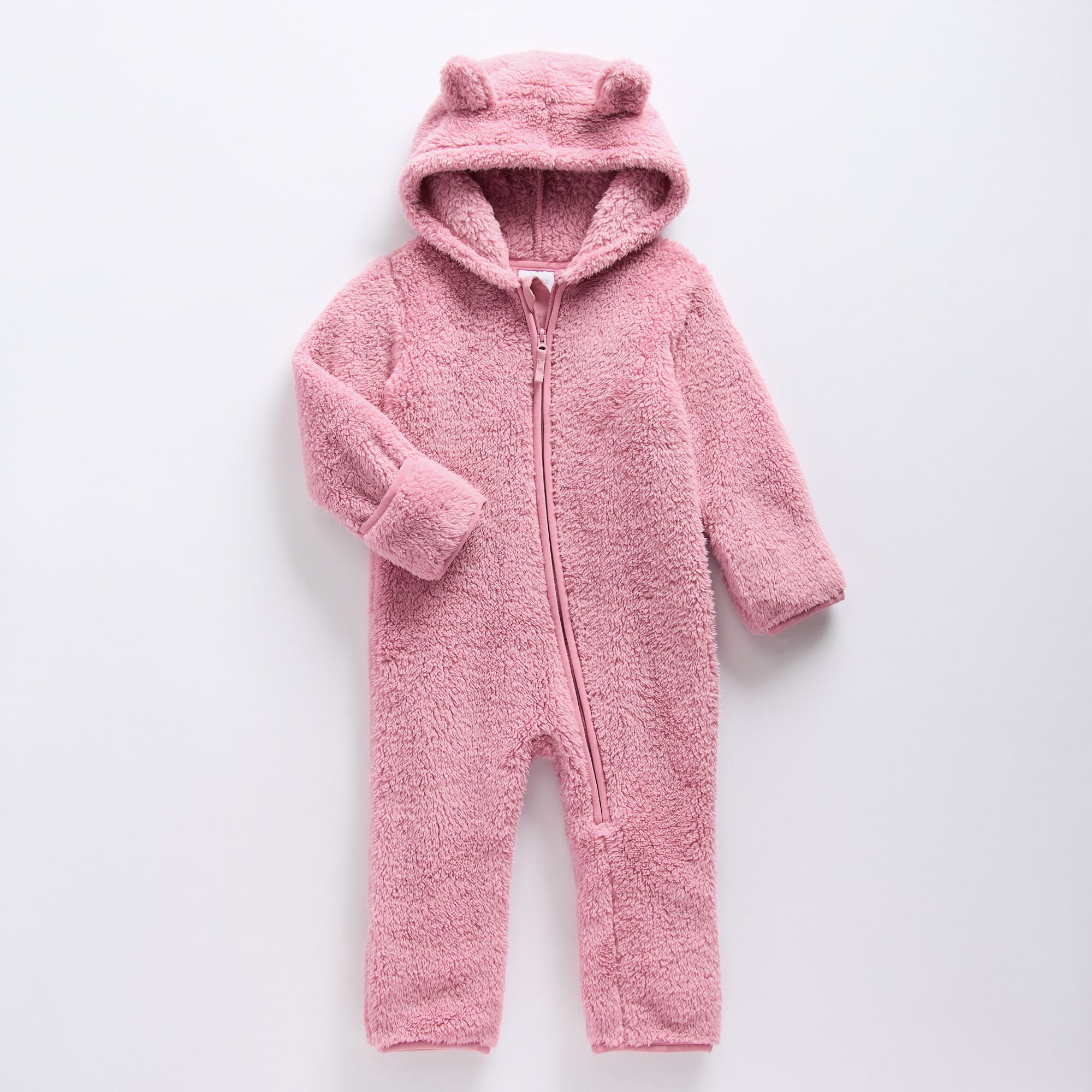 Okie Dokie Baby Girls Hooded Long Sleeve Fleece Jumpsuit