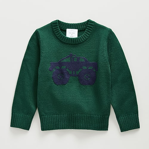 Okie Dokie Toddler & Little Boys Round Neck Long Sleeve Pullover Sweater, 7, Green