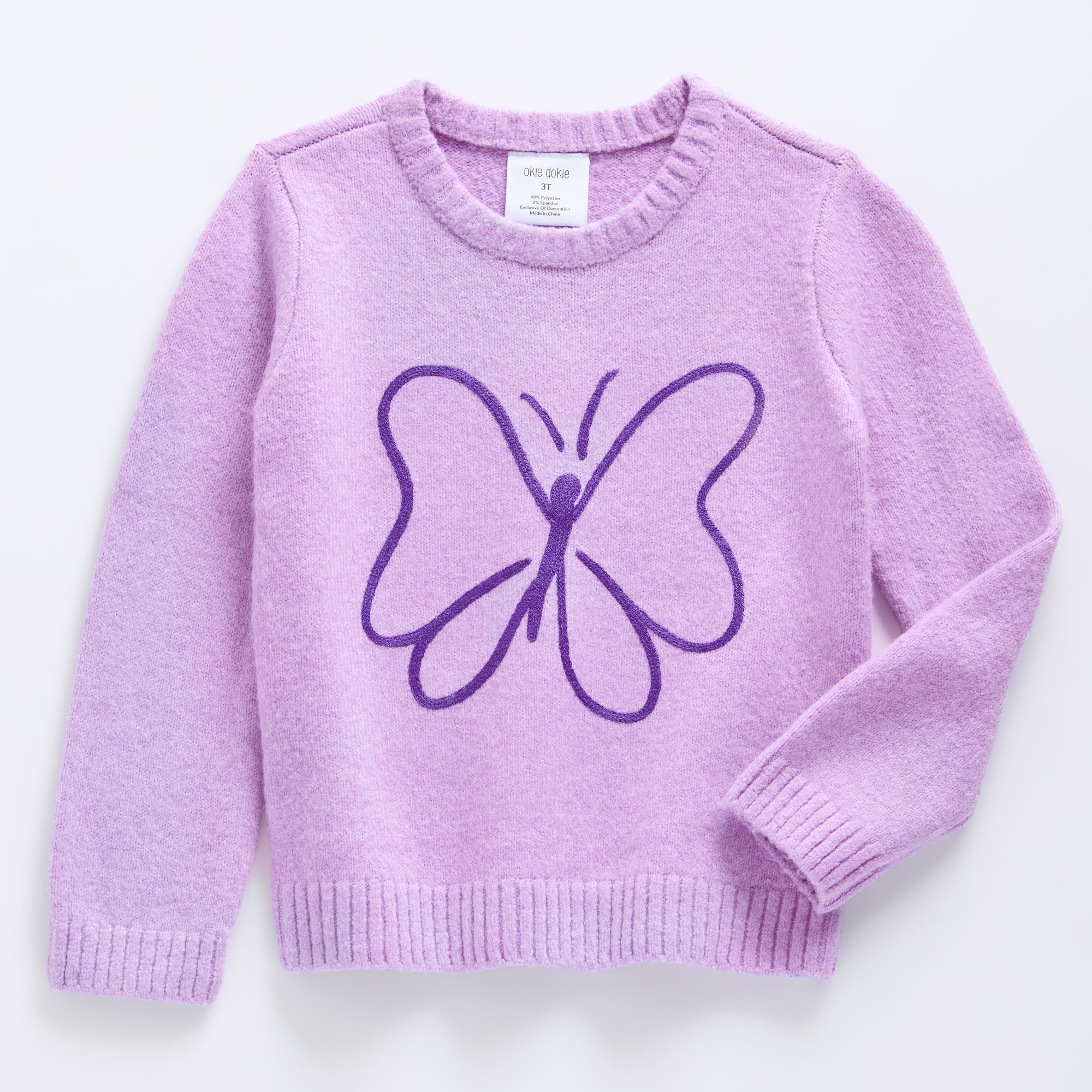 Okie Dokie Toddler & Little Girls Crew Neck Long Sleeve Pullover Sweater