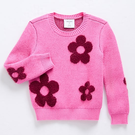 Okie Dokie Toddler & Little Girls Round Neck Long Sleeve Pullover Sweater