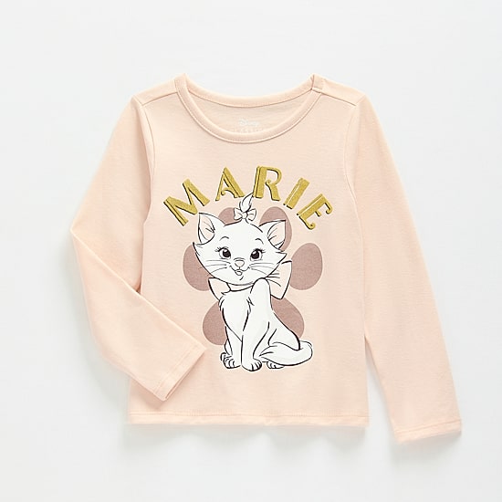 Toddler Girls Crew Neck Long Sleeve Regular Fit Marie Graphic T-Shirt