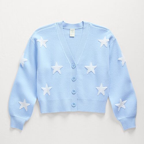 Thereabouts Little & Big Kid Girls V Neck Long Sleeve Button Cardigan In Blue