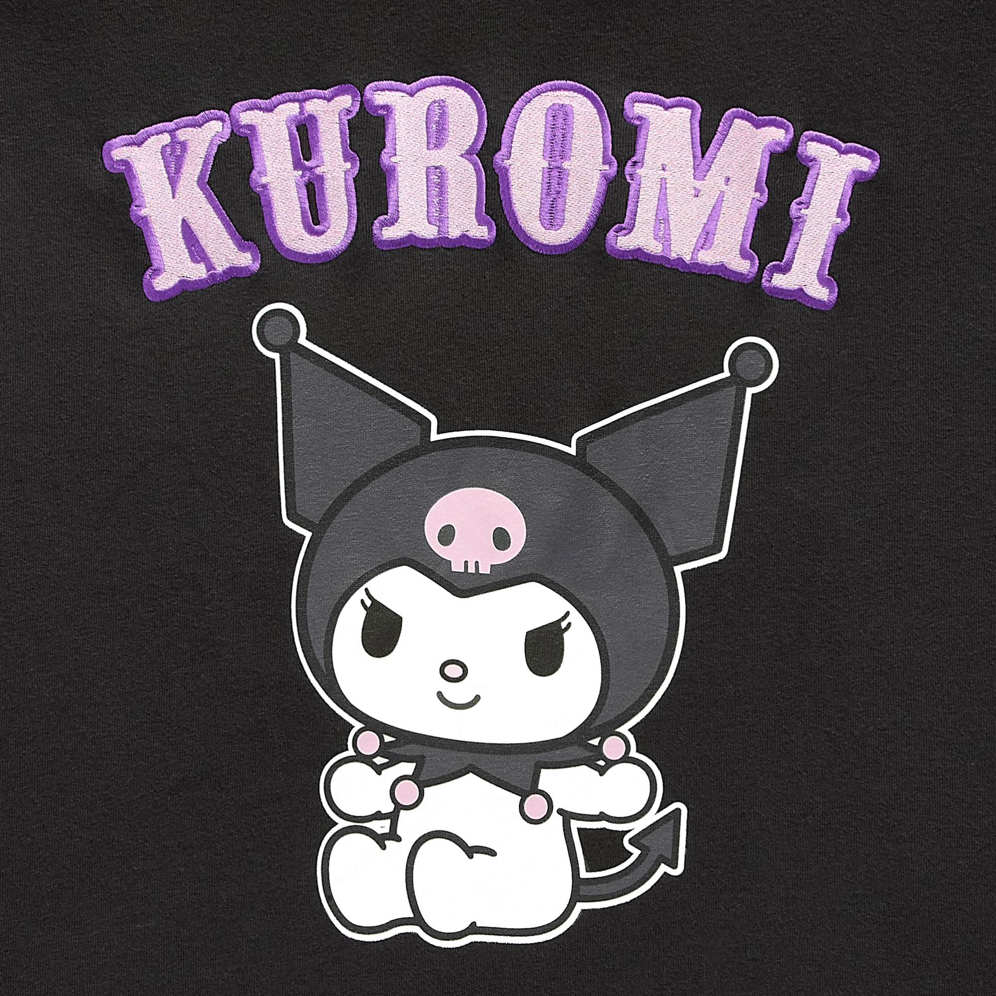 Grayson Threads, The Label Womens Juniors Long Sleeve Kuromi Fleece Hoodie