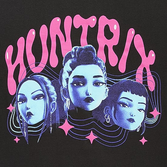 Womens Juniors Crew Neck Short Sleeve Fitted KPOP Demon Hunters Graphic T-Shirt