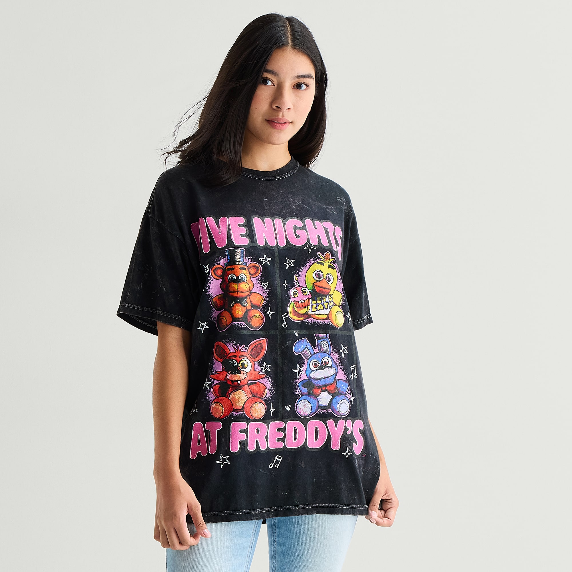 Five Nights Oversized Tee Womens Juniors Crew Neck Short Sleeve at Freddys Graphic T-Shirt