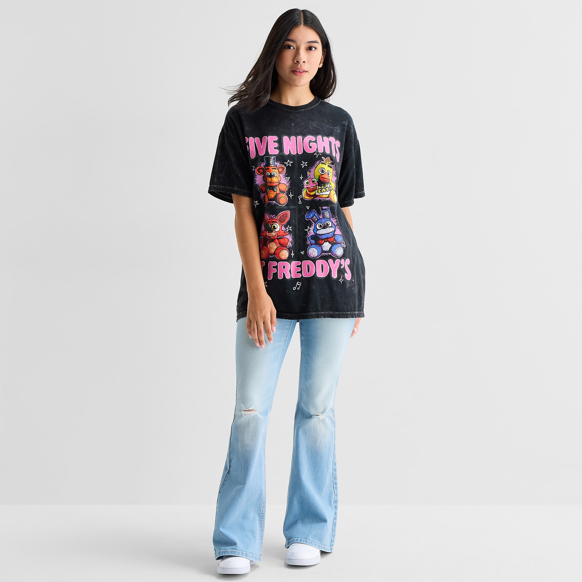 Five Nights Oversized Tee Womens Juniors Crew Neck Short Sleeve at Freddys Graphic T-Shirt