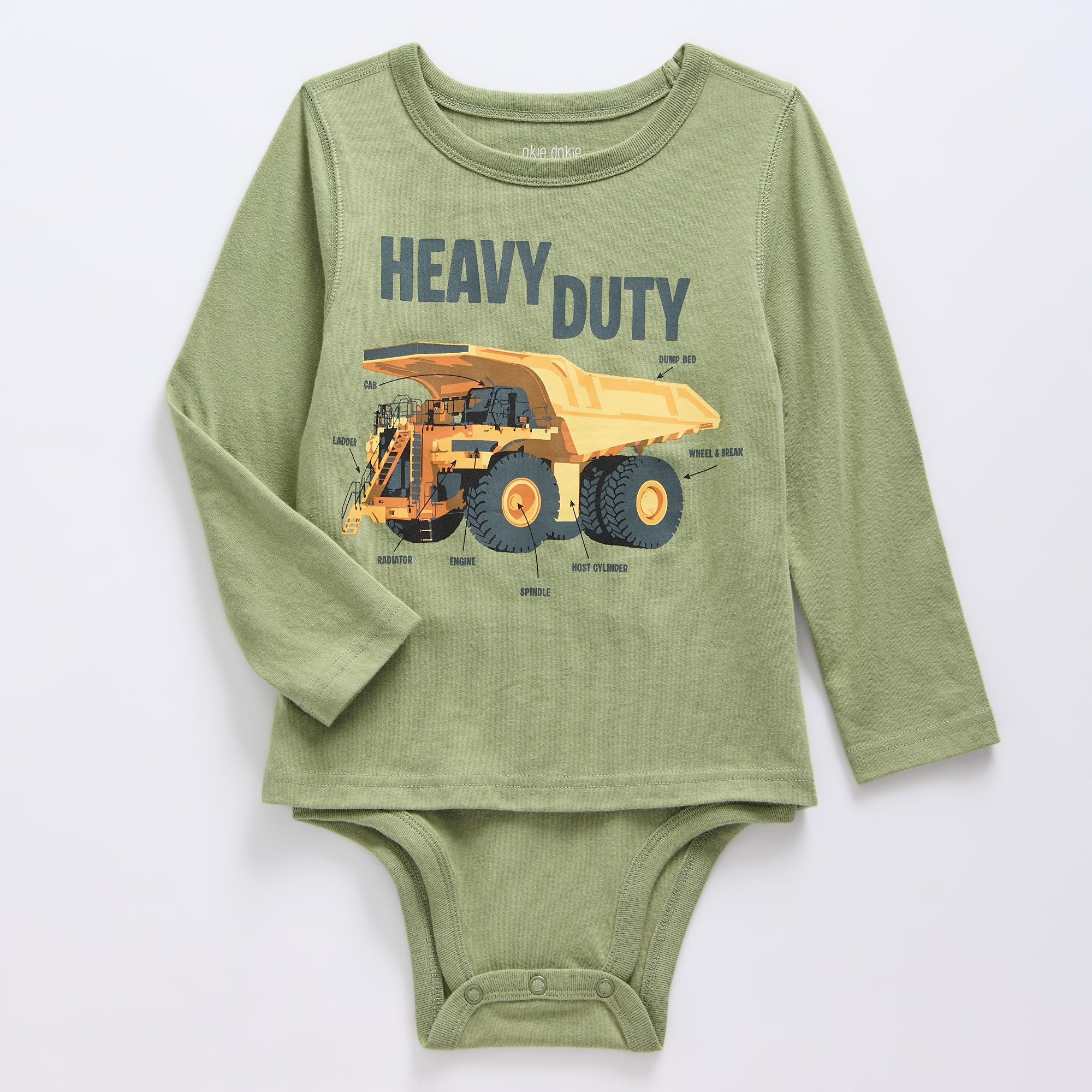 Okie Dokie Toddler Boys Hidden Access Opening Sensory Friendly Adaptive Crew Neck Long Sleeve Bodysuit