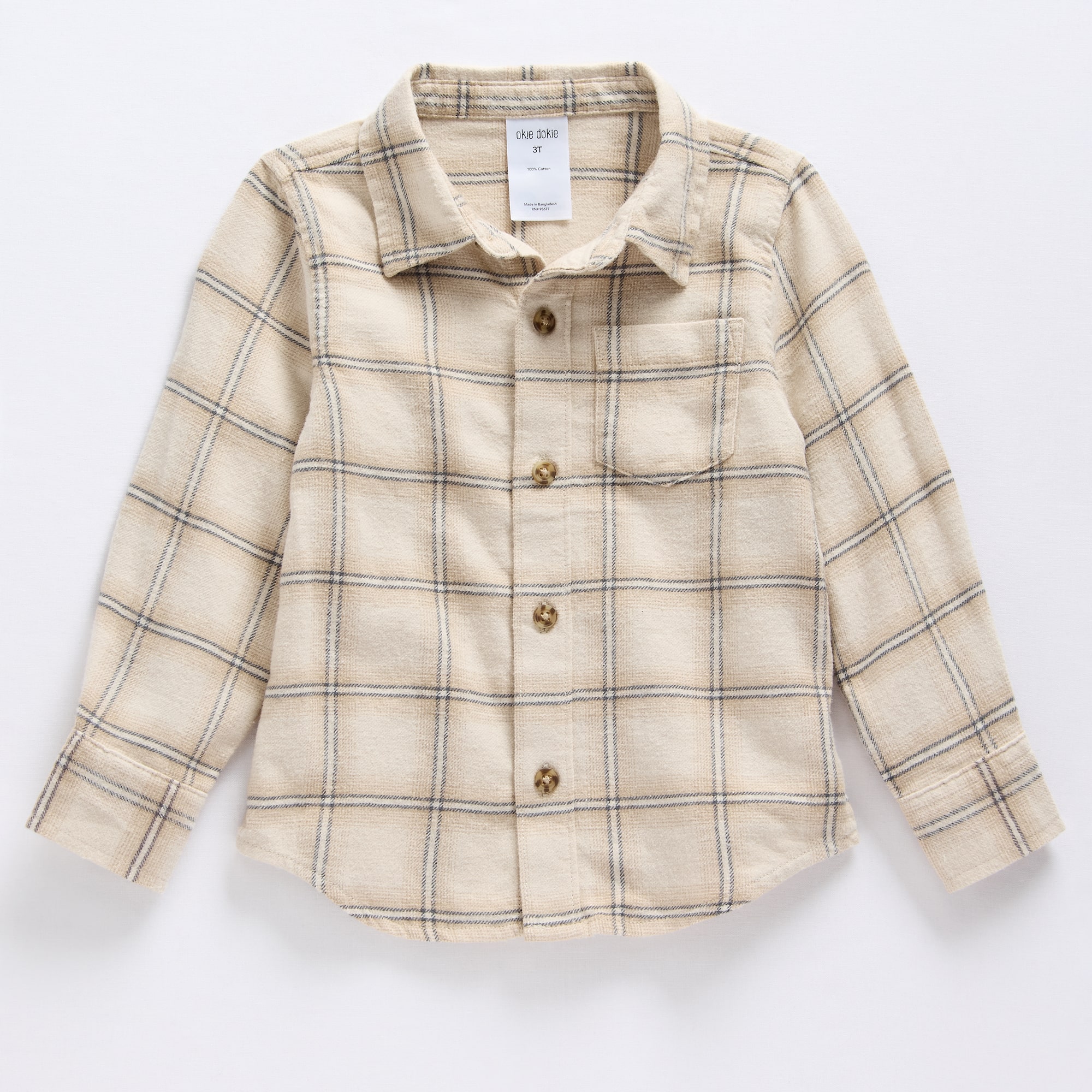 Okie Dokie Toddler & Little Boys Long Sleeve Fitted Regular Fit Button-Down Shirt