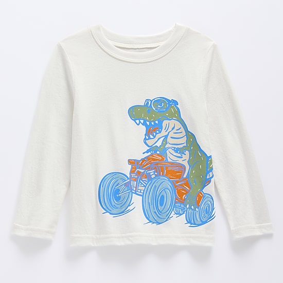 Okie Dokie Toddler & Little Boys Crew Neck Long Sleeve Classic Fit Graphic T-Shirt
