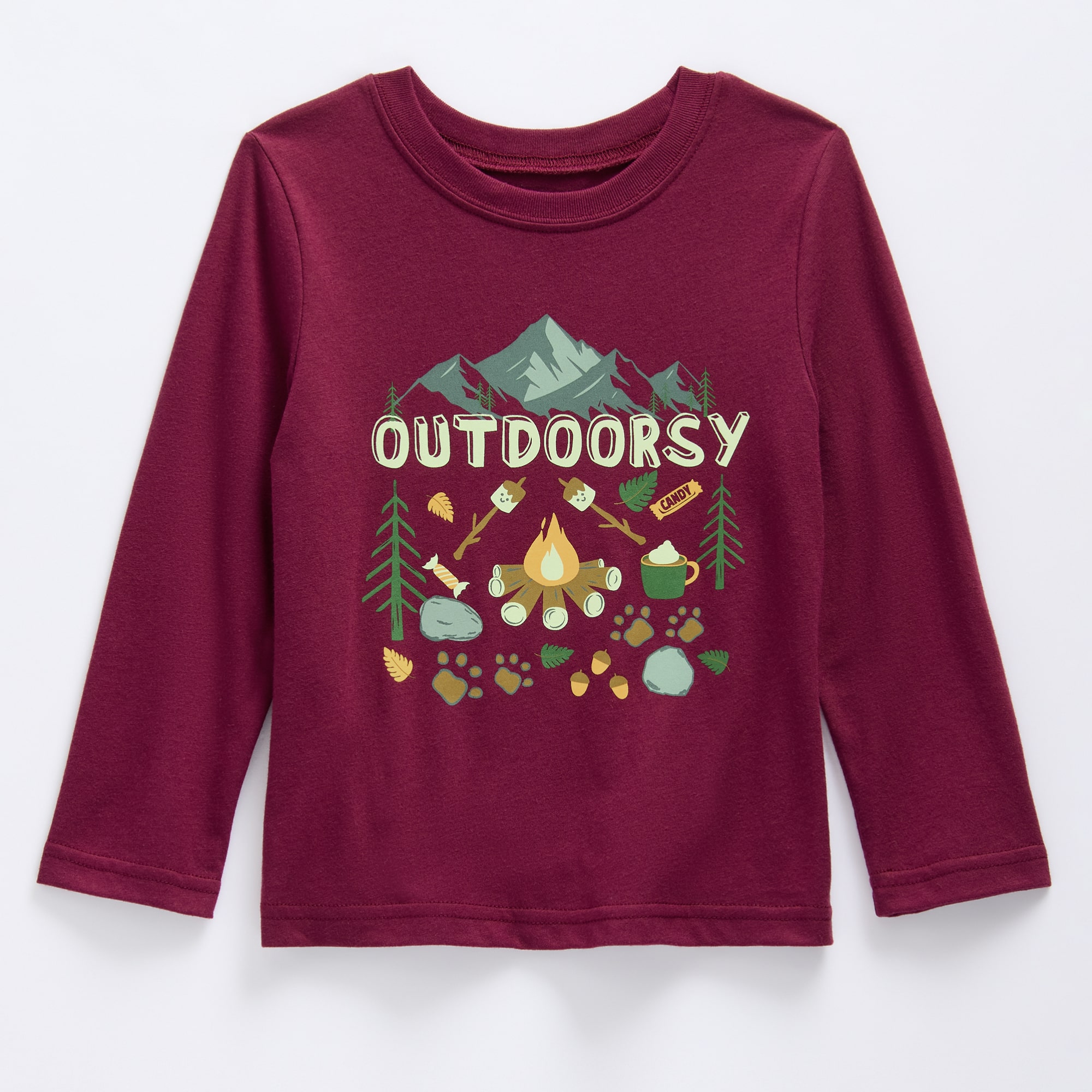 Okie Dokie Toddler & Little Boys Crew Neck Long Sleeve Classic Fit Graphic T-Shirt