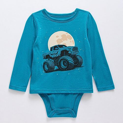 Okie Dokie Babies' Toddler Boys Crew Neck Long Sleeve Adaptive Bodysuit In Green