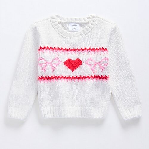 Okie Dokie Toddler & Little Girls Round Neck Long Sleeve Pullover Sweater, 6x, White