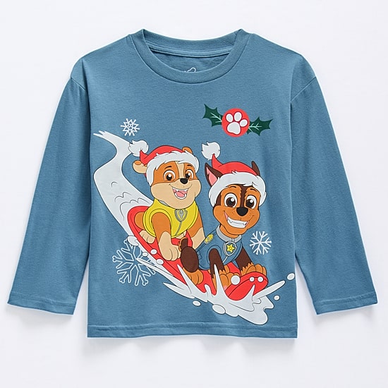 Toddler Boys Crew Neck Long Sleeve Regular Fit Paw Patrol Graphic T-Shirt