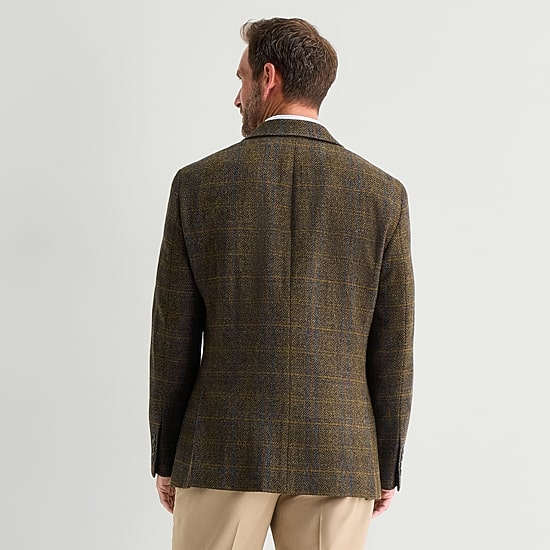 Stafford Herringbone Plaid Mens Plaid Classic Fit Sport Coat