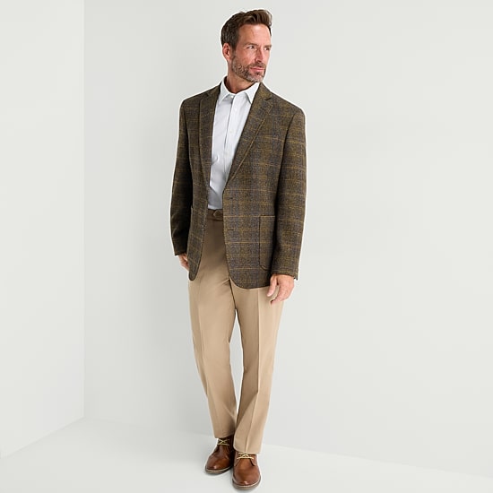 Stafford Herringbone Plaid Mens Plaid Classic Fit Sport Coat
