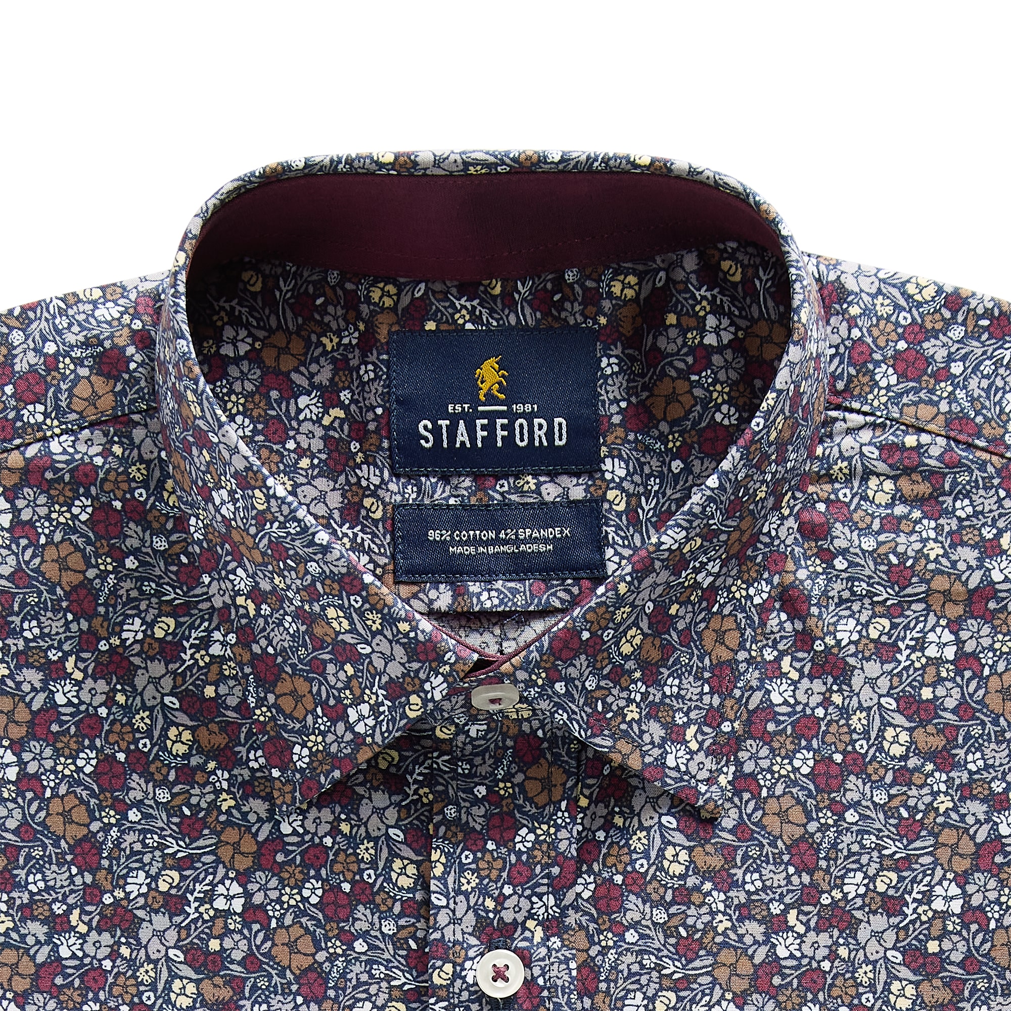 Stafford Floral Mens Long Sleeve Regular Fit Button-Down Shirt