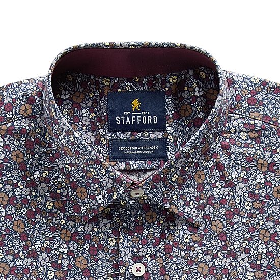 Stafford Floral Mens Long Sleeve Regular Fit Button-Down Shirt