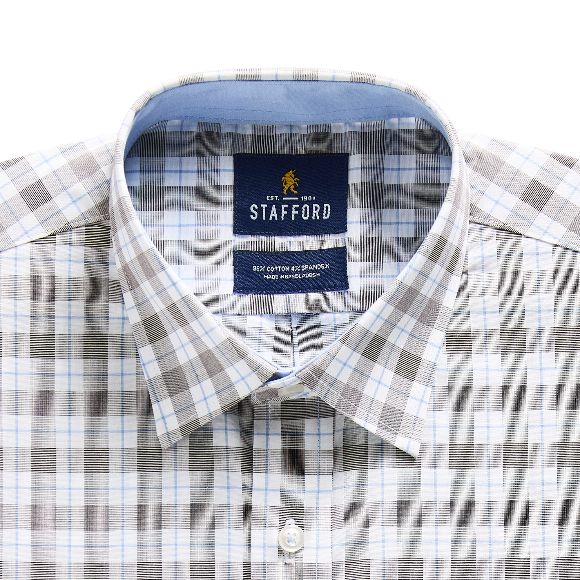 Stafford Plaid Mens Long Sleeve Regular Fit Button-Down Shirt