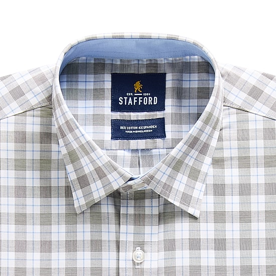 Stafford Plaid Mens Long Sleeve Regular Fit Button-Down Shirt