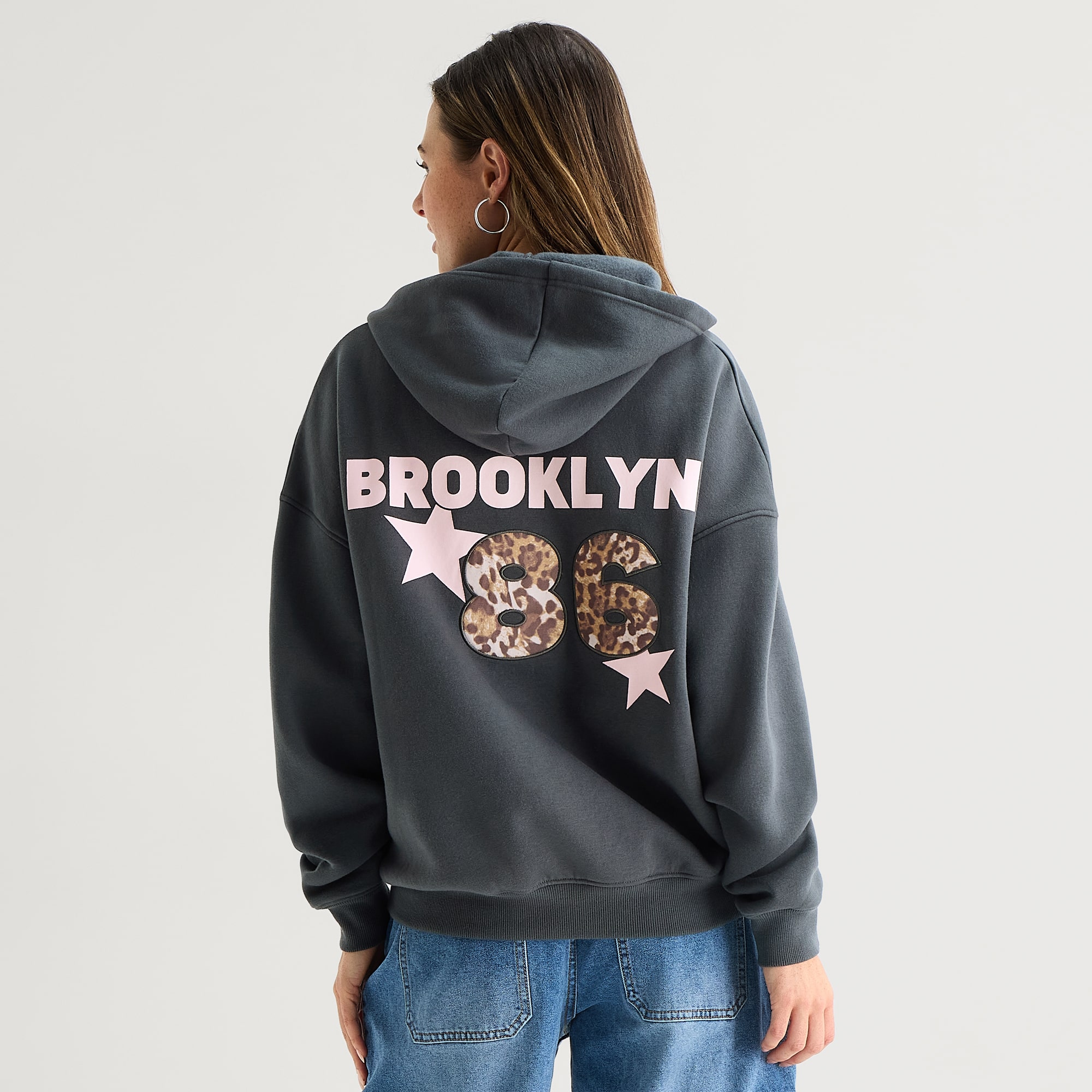 Forever 21 Womens Juniors Long Sleeve Fleece Zipper Hoodie