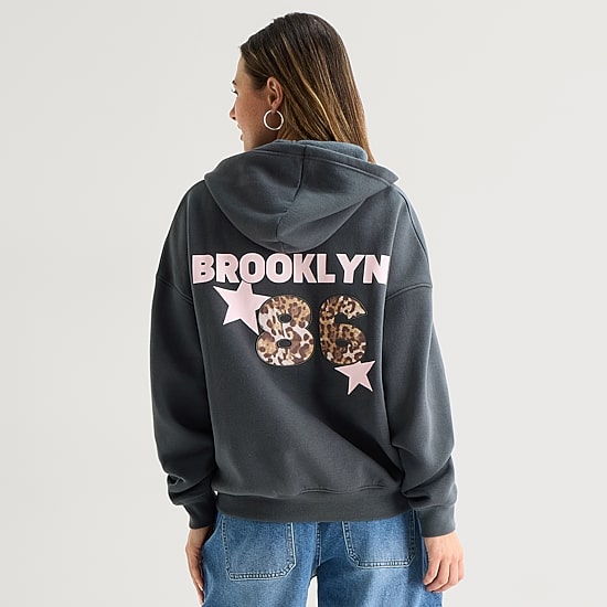 Forever 21 Womens Juniors Long Sleeve Fleece Zipper Hoodie