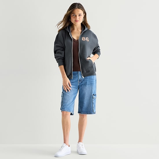 Forever 21 Womens Juniors Long Sleeve Fleece Zipper Hoodie
