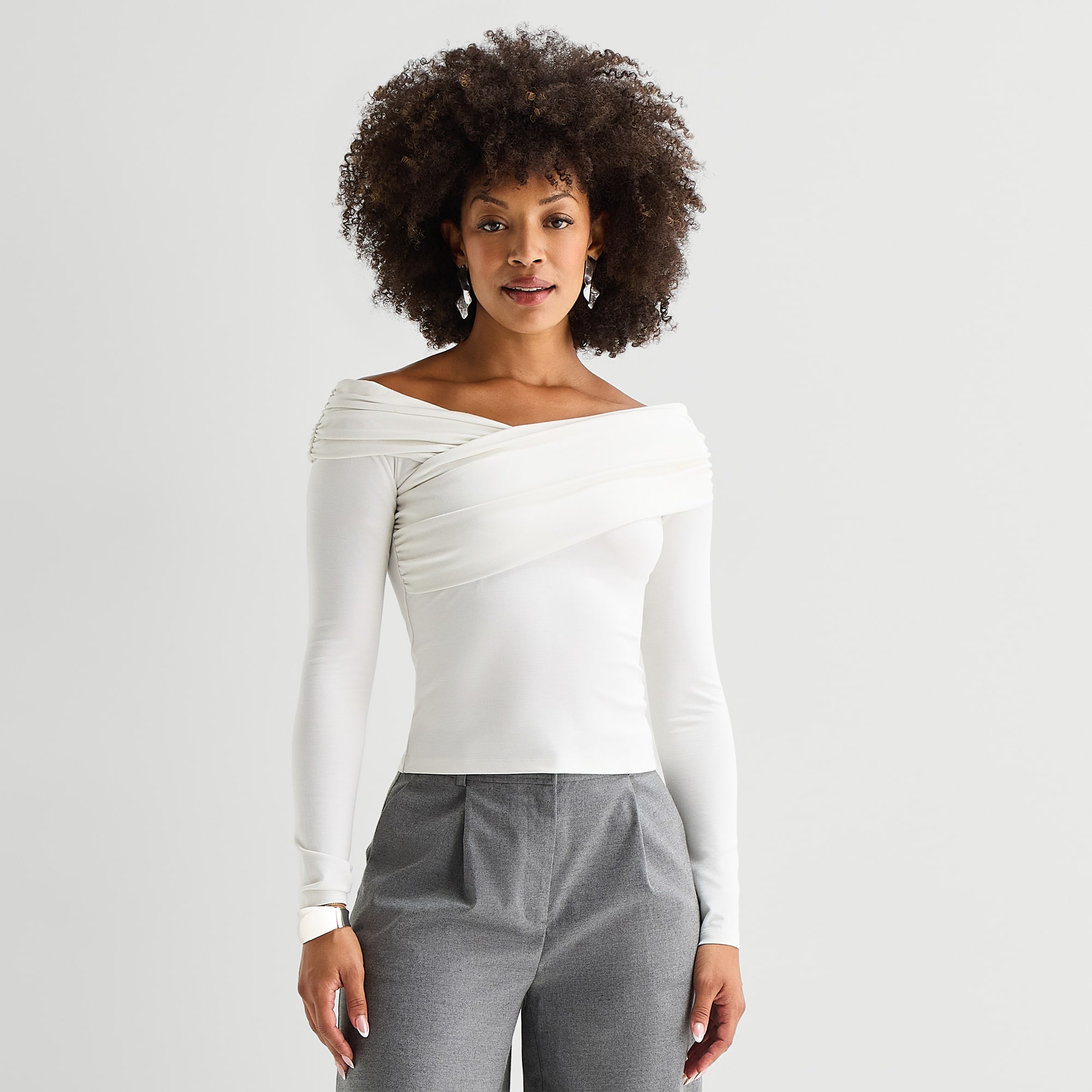 Bold Elements Womens V Neck Long Sleeve Blouse