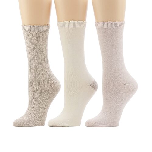 Cuddl Duds Sock Womens 3 Pair Crew Socks In Brown