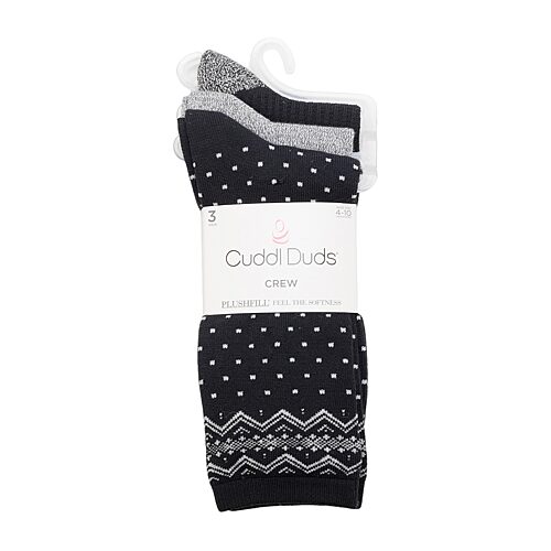 Cuddl Duds Sock Womens 3 Pair Crew Socks In Black