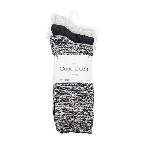 Cuddl Duds Sock Womens 3 Pair Crew Socks In Black