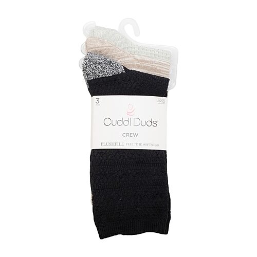 Cuddl Duds Sock Womens 3 Pair Crew Socks In Black