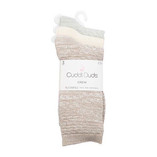 Cuddl Duds Sock Womens 3 Pair Crew Socks In White