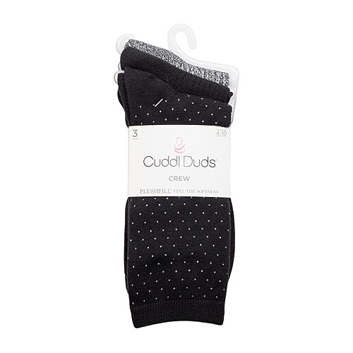 Cuddl Duds Sock Womens 3 Pair Crew Socks In Black