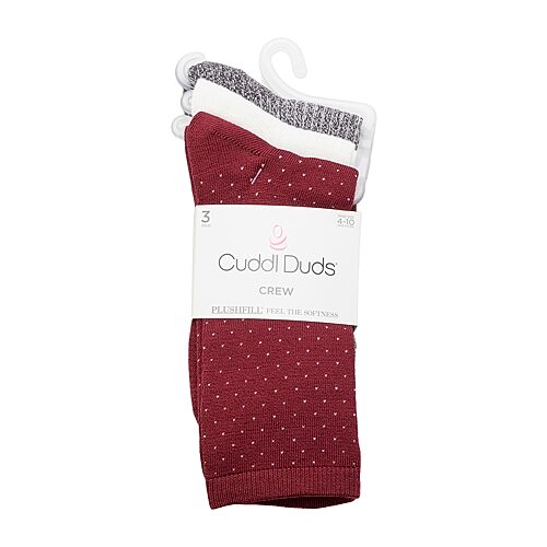 Cuddl Duds Sock Womens 3 Pair Crew Socks In Red