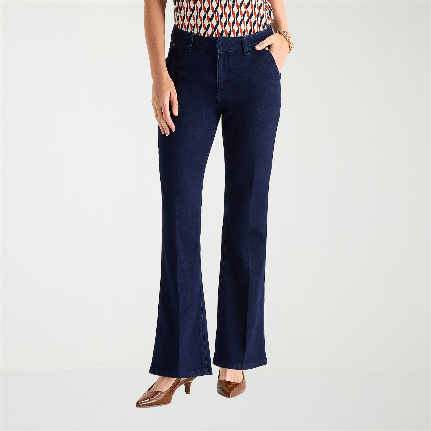 Liz Claiborne Womens Tall Mid Rise Flare Leg Jean