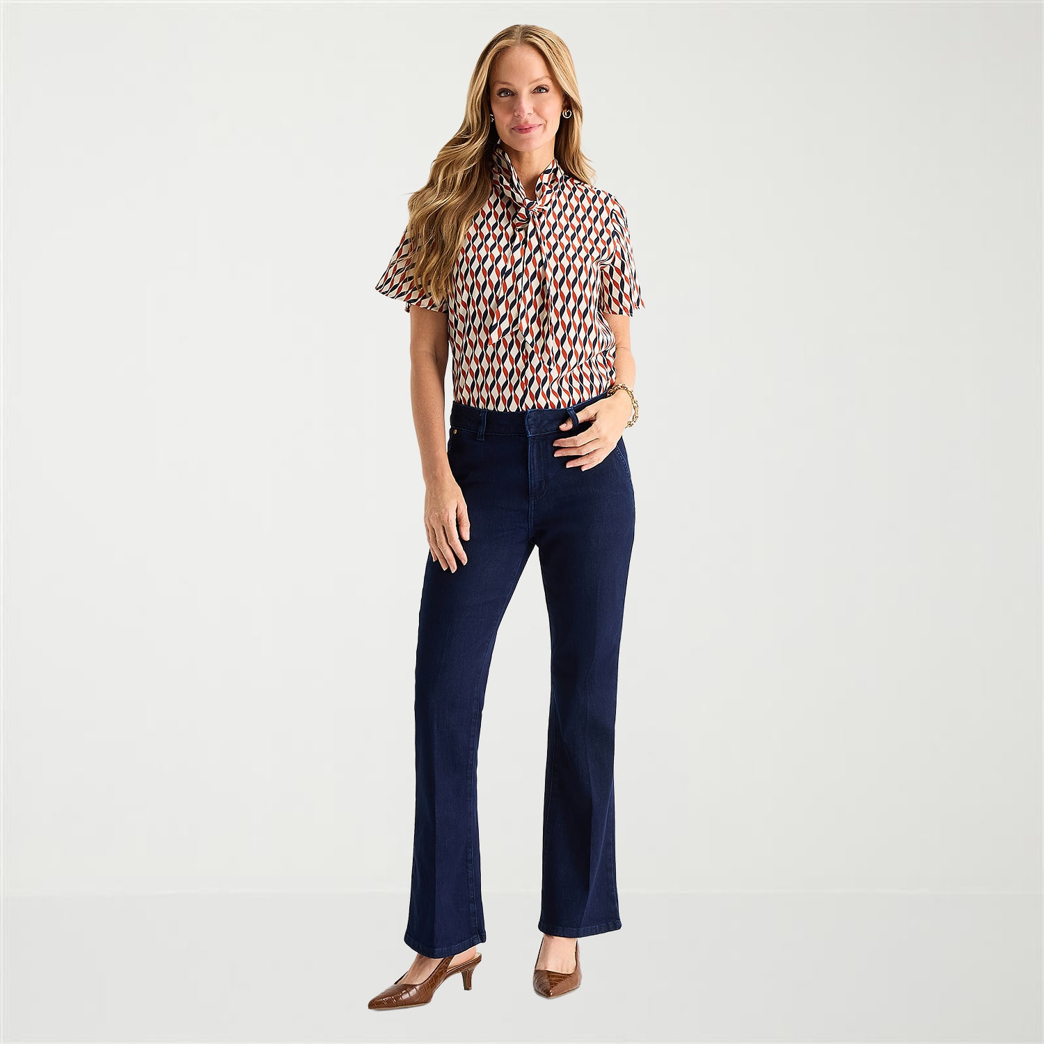 Liz Claiborne Womens Tall Mid Rise Flare Leg Jean
