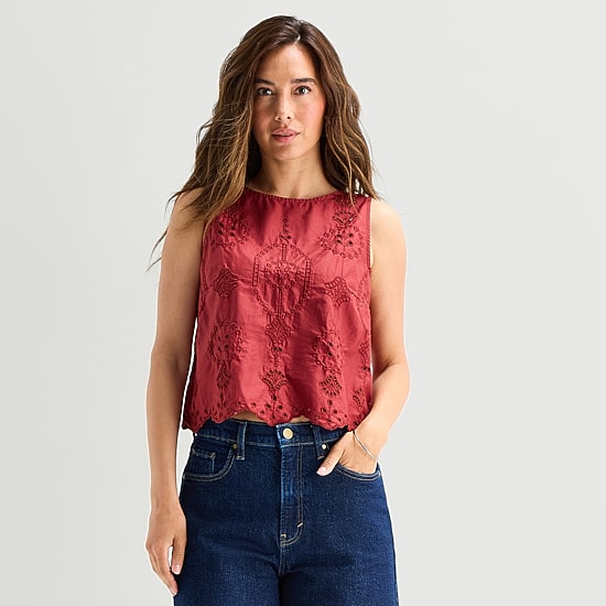 a.n.a Womens Tall Crew Neck Sleeveless Blouse