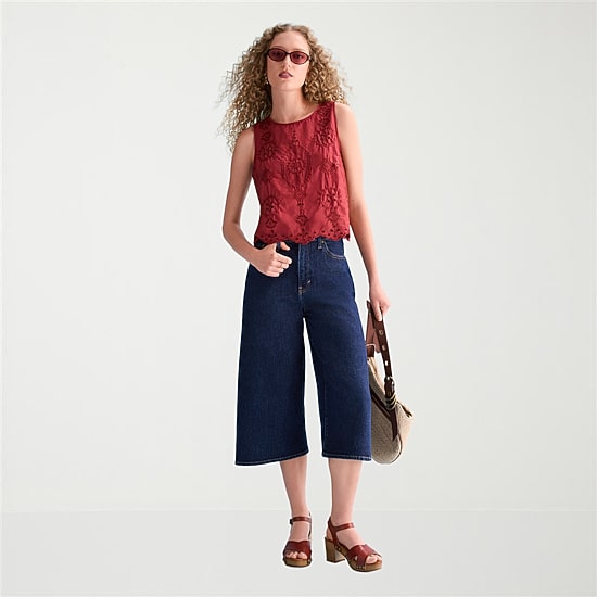 a.n.a Womens Tall Crew Neck Sleeveless Blouse