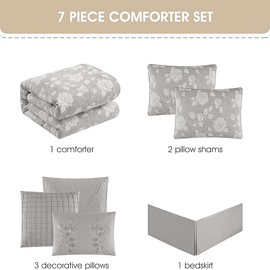 Stratford Park Lenna Floral 7-pc. Easy Care Comforter Set