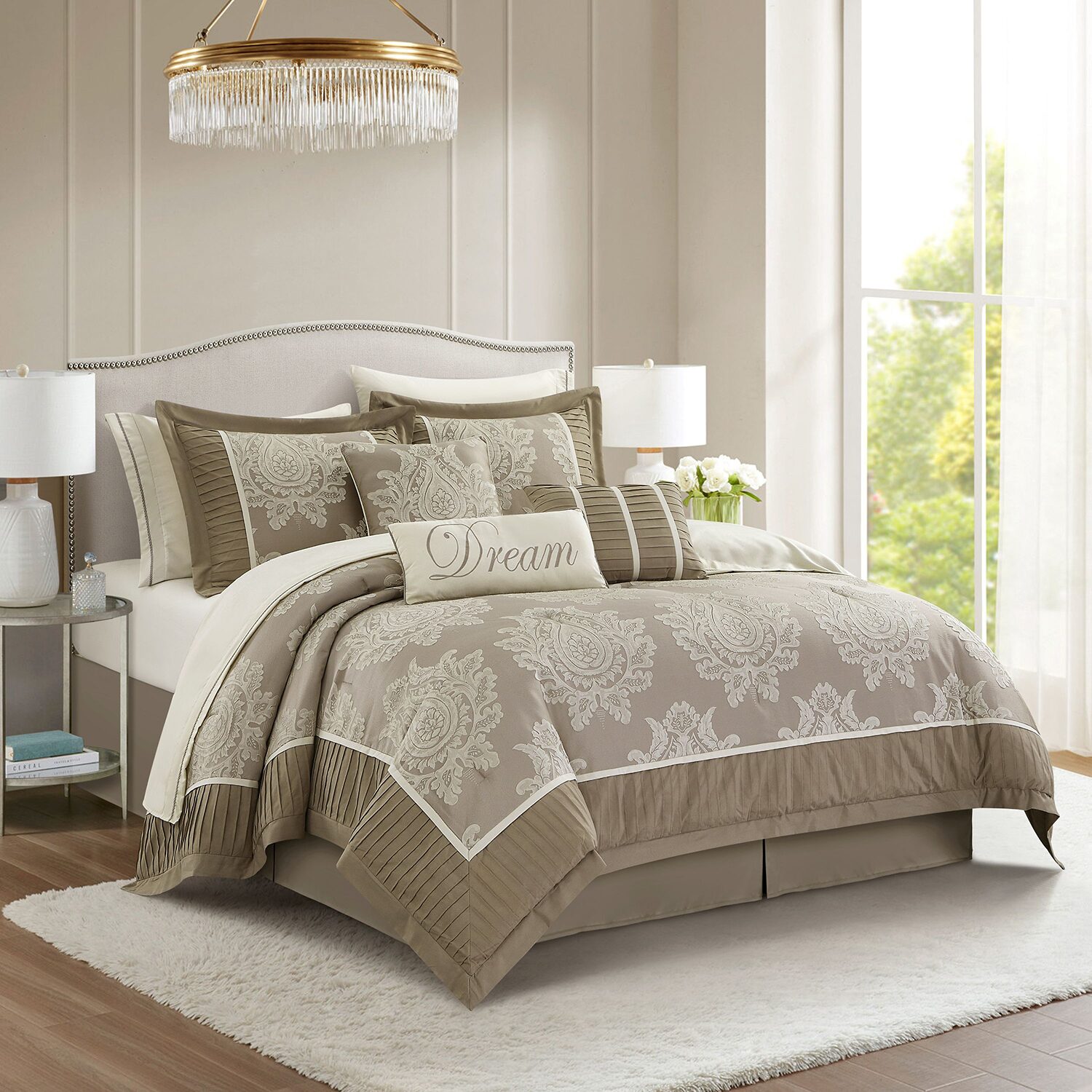 Stratford Park Thess Damask 15-pc. Easy Care Comforter Set