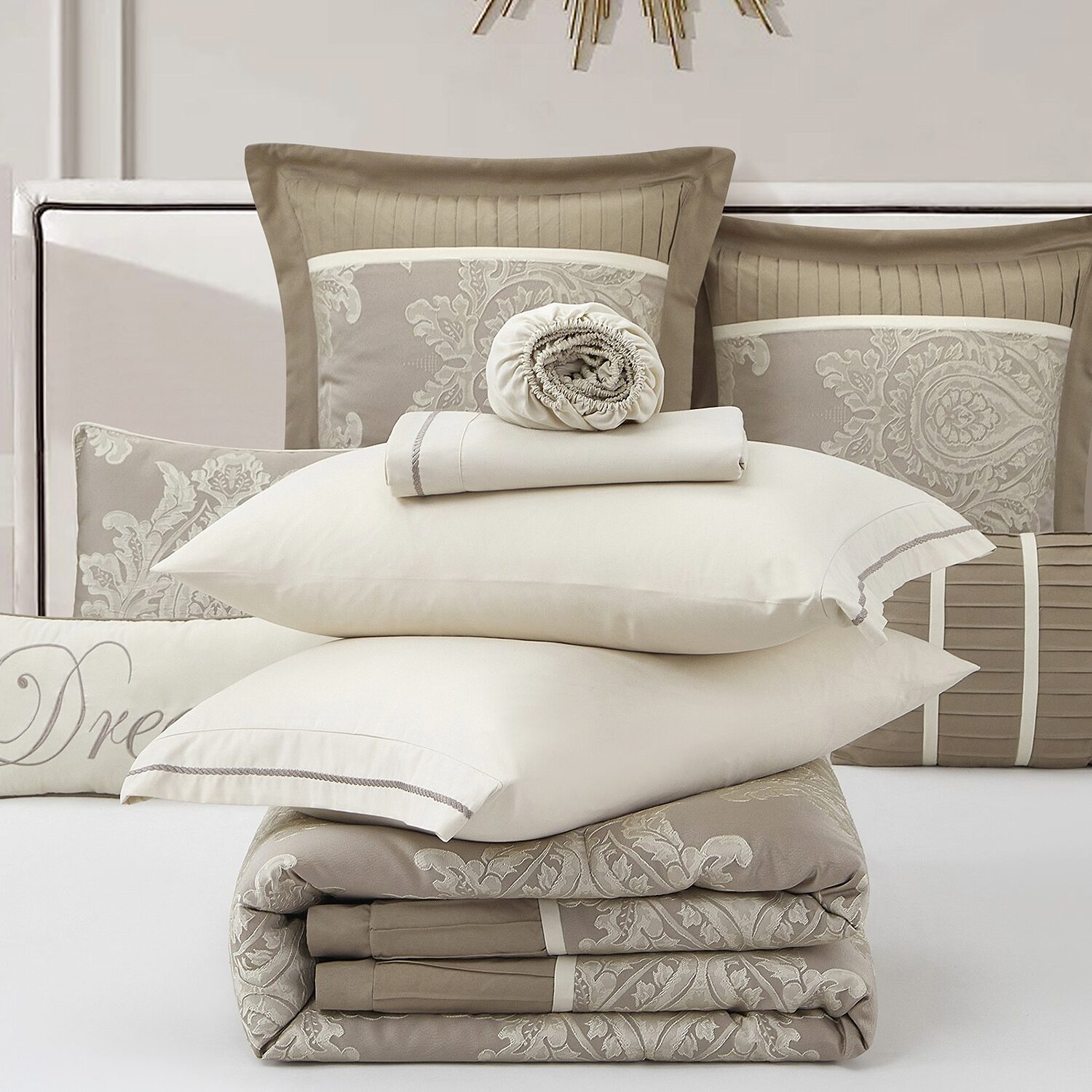 Stratford Park Thess Damask 15-pc. Easy Care Comforter Set