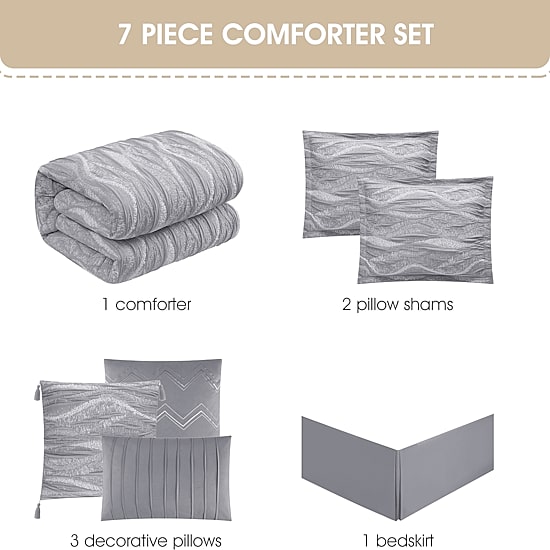 Stratford Park Lessia Geometric 7-pc. Easy Care Comforter Set