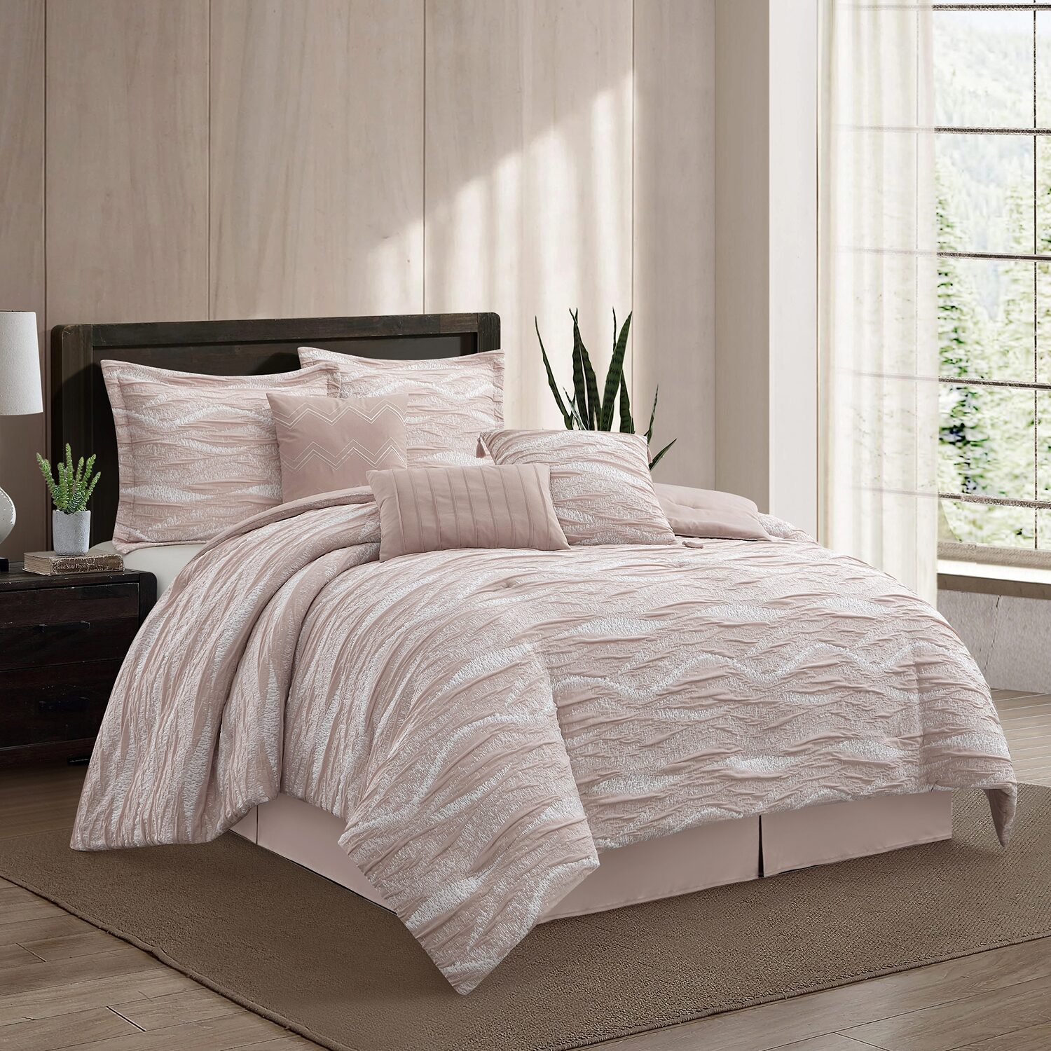 Stratford Park Lessia Geometric 7-pc. Easy Care Comforter Set